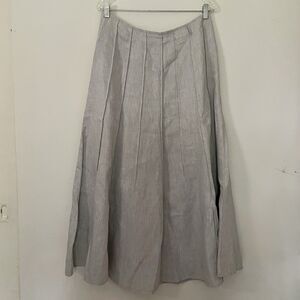 J JILL Elegant Linen Blend Gray Metallic Pleated Ankle Skirt 10 Holiday Modest